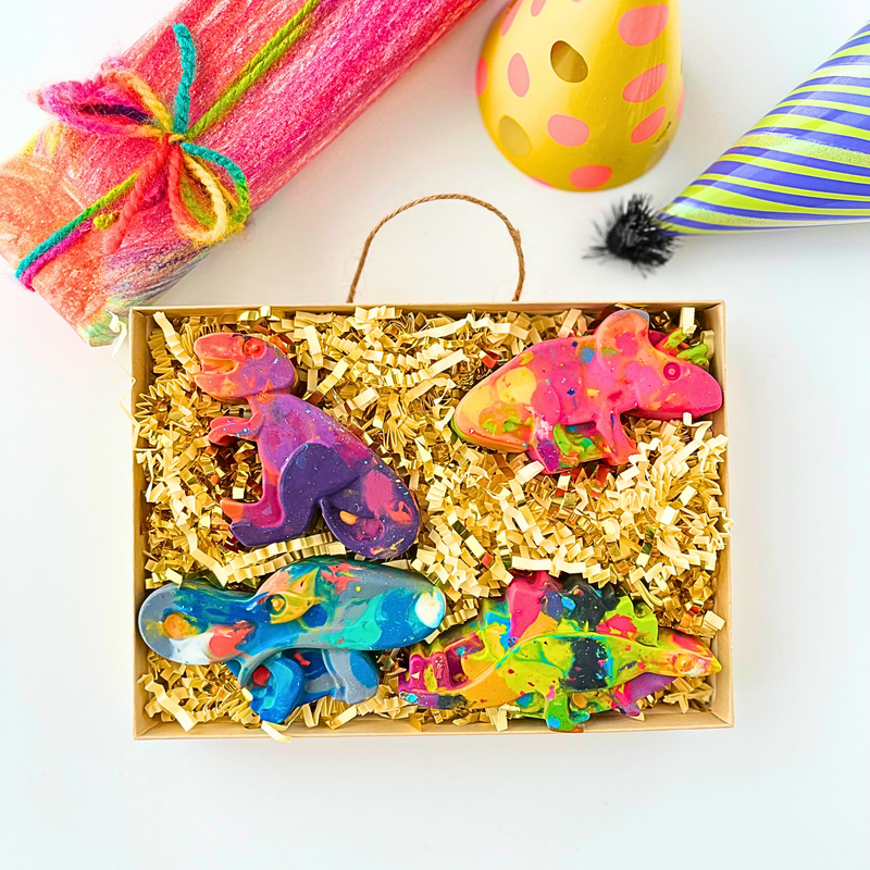Chunky Rainbow Crayons Dinosaur Theme