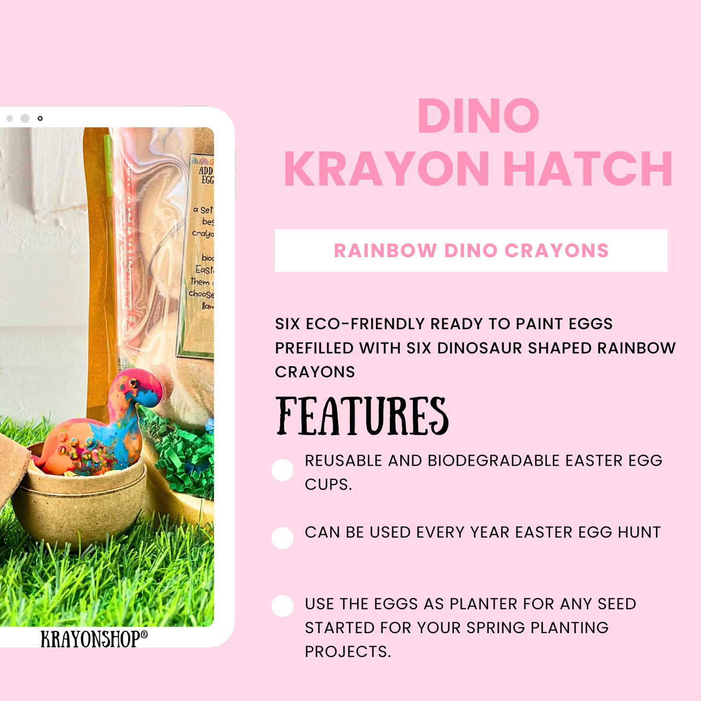 Easter Eggs with Rainbow Dinosaur Crayons